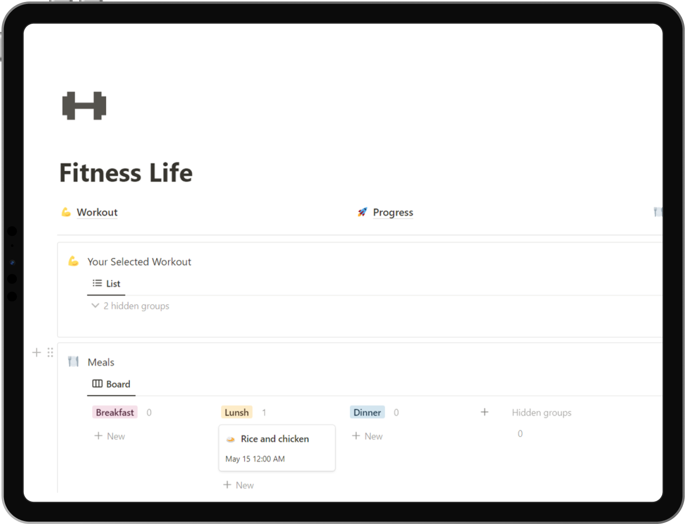 notion fitness template