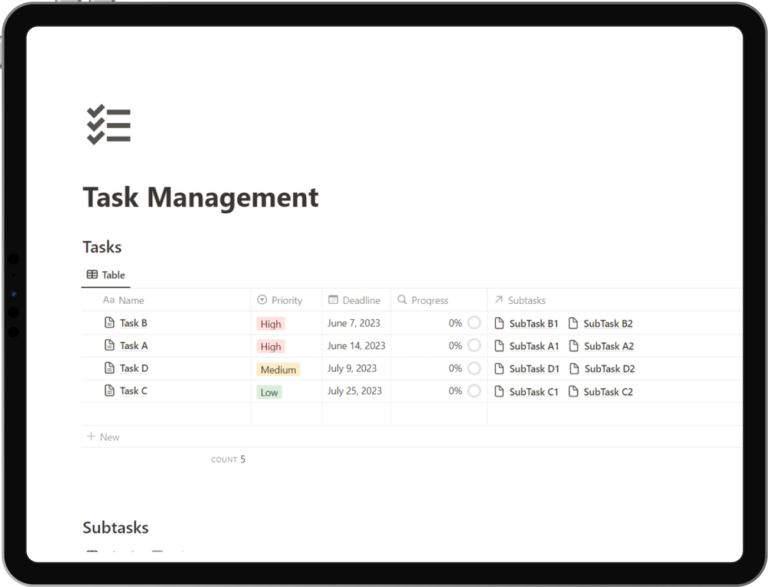 Notion Task Management Template Free Download